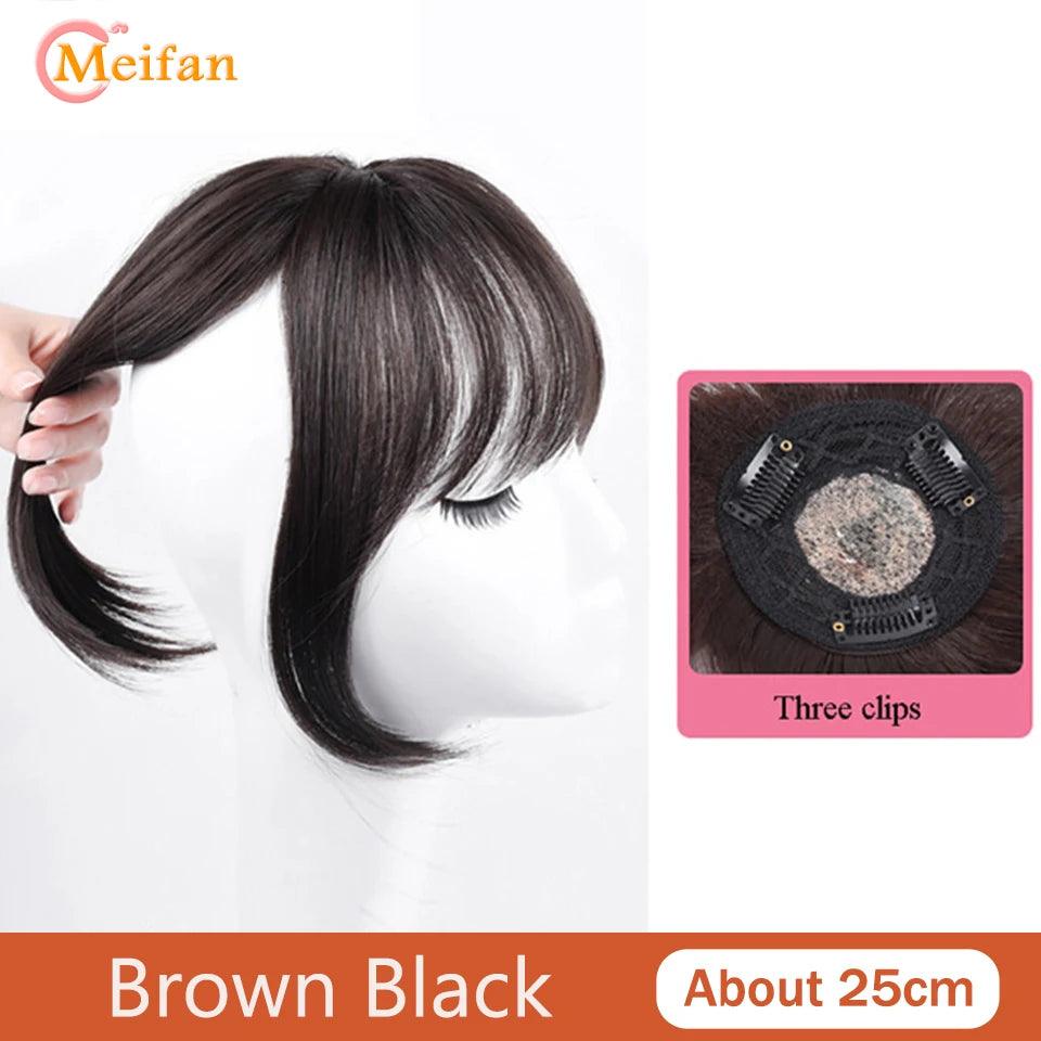 MEIFAN Clip-In Synthetic Hair Topper – Pure Color False Bangs for Instant Volume and Style - Luminessbty