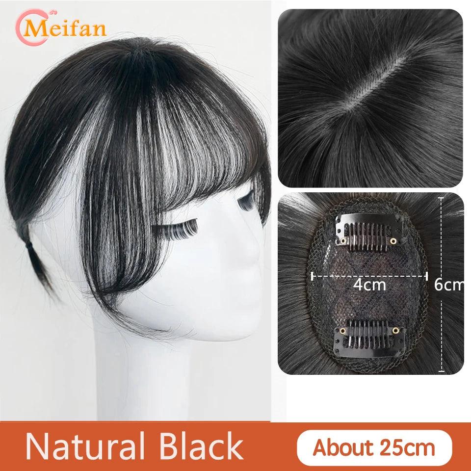 MEIFAN Clip-In Synthetic Hair Topper – Pure Color False Bangs for Instant Volume and Style - Luminessbty