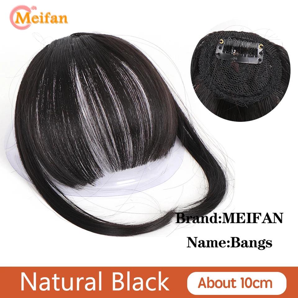 MEIFAN Clip-In Synthetic Hair Topper – Pure Color False Bangs for Instant Volume and Style - Luminessbty