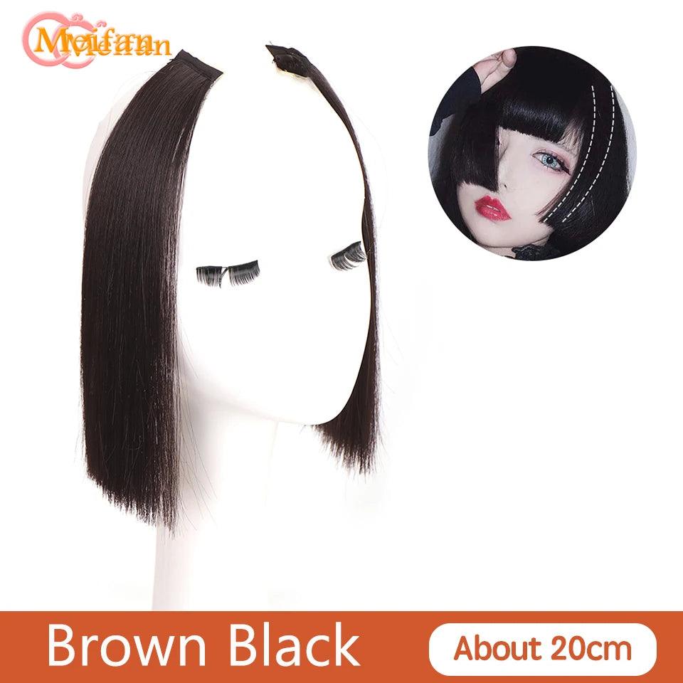 MEIFAN Clip-In Synthetic Hair Topper – Pure Color False Bangs for Instant Volume and Style - Luminessbty