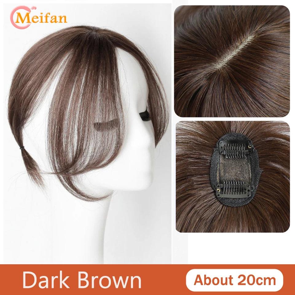 MEIFAN Clip-In Synthetic Hair Topper – Pure Color False Bangs for Instant Volume and Style - Luminessbty