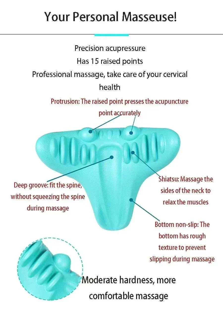 rbx neck and shoulder massager pillow with raised acupressure points for cervical health and muscle relaxation