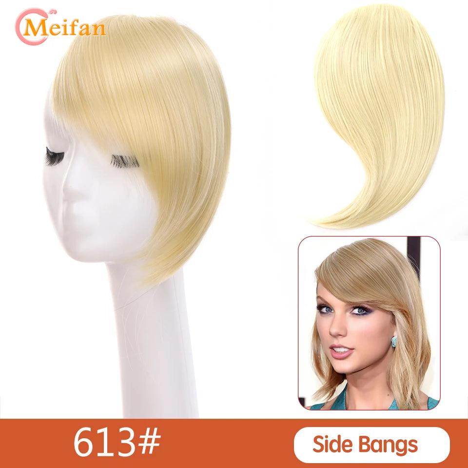 MEIFAN Clip-In Synthetic Hair Topper – Pure Color False Bangs for Instant Volume and Style - Luminessbty