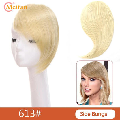 MEIFAN Clip-In Synthetic Hair Topper – Pure Color False Bangs for Instant Volume and Style - Luminessbty