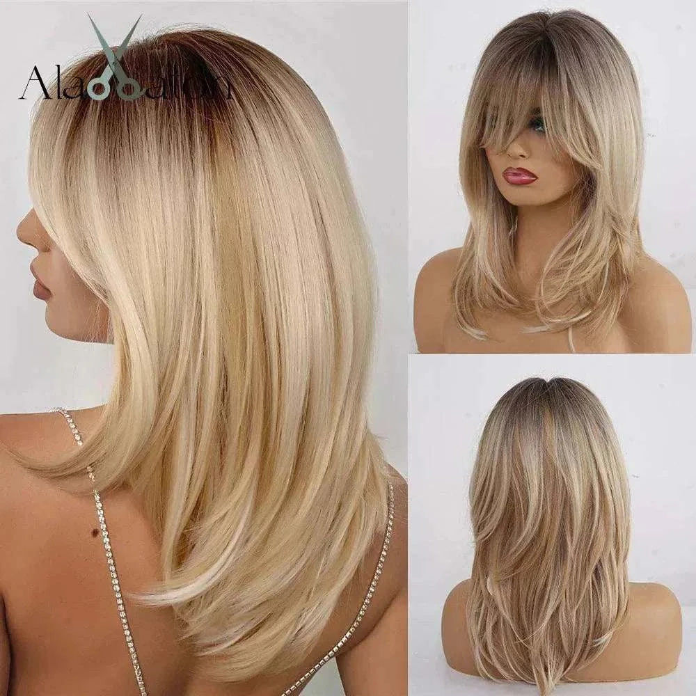 Synthetic Blonde Wig by Luminess Store