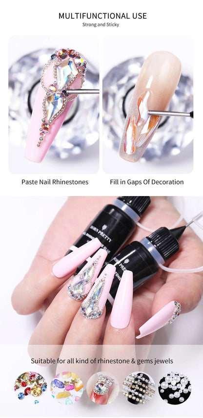 BORN PRETTY 10g Nail Rhinestone Adhesive Glue - Premium Nail Art Adhesive for Long-Lasting Hold - Luminessbty