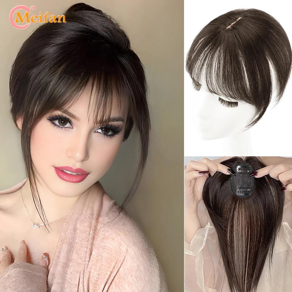 MEIFAN Clip-In Synthetic Hair Topper – Pure Color False Bangs for Instant Volume and Style - Luminessbty