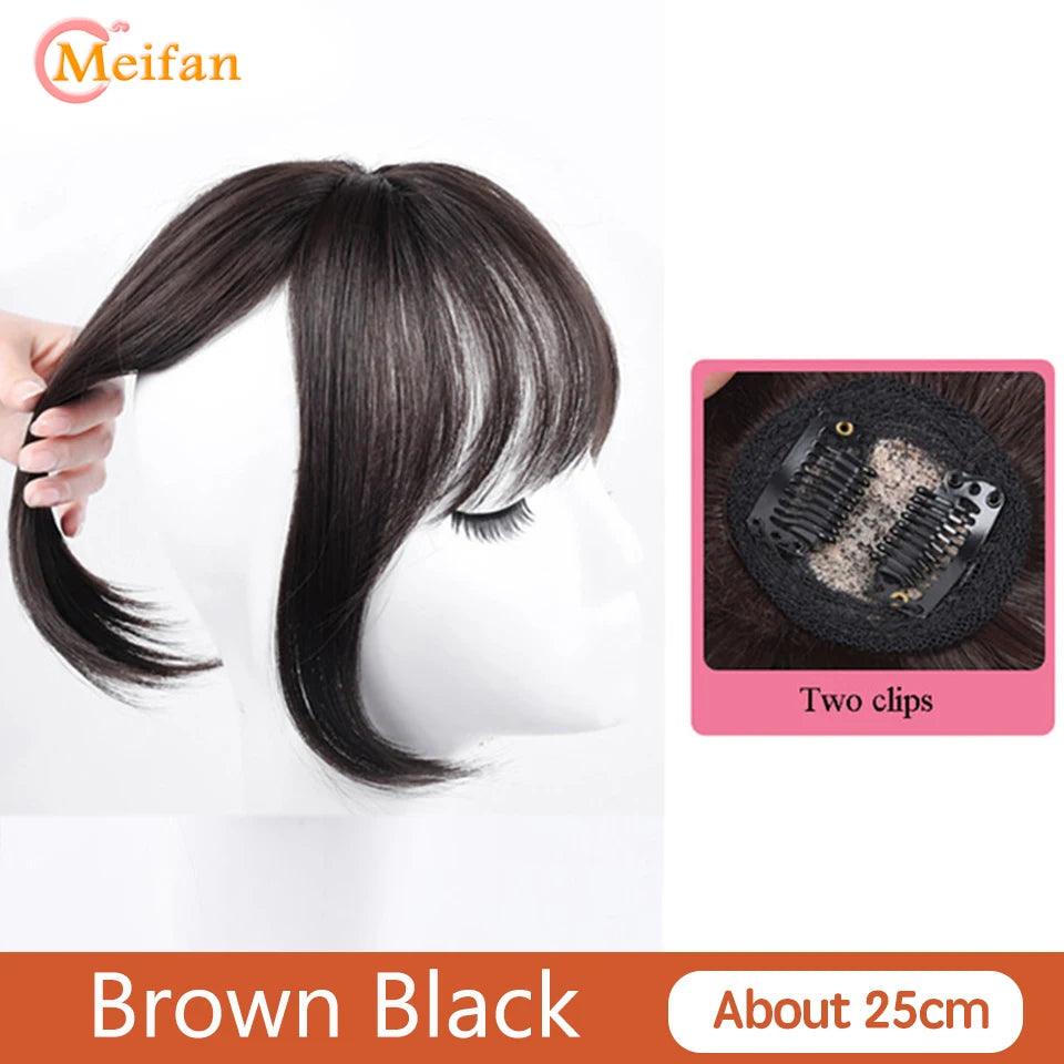 MEIFAN Clip-In Synthetic Hair Topper – Pure Color False Bangs for Instant Volume and Style - Luminessbty