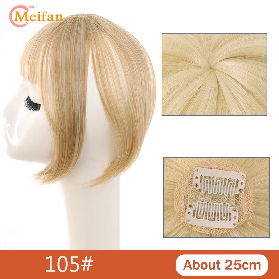 MEIFAN Clip-In Synthetic Hair Topper – Pure Color False Bangs for Instant Volume and Style - Luminessbty