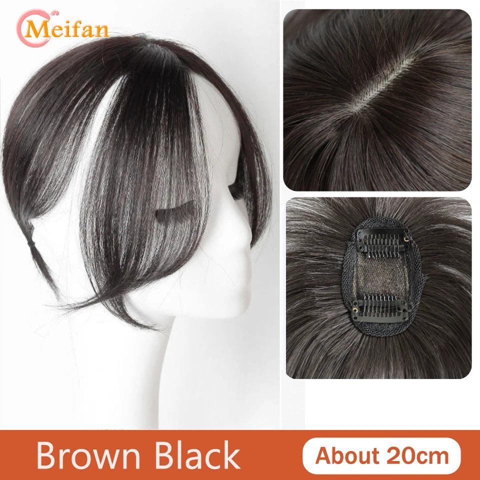 MEIFAN Clip-In Synthetic Hair Topper – Pure Color False Bangs for Instant Volume and Style - Luminessbty