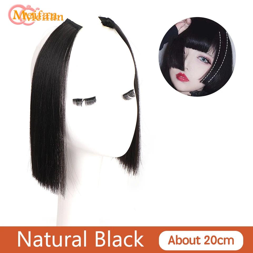 MEIFAN Clip-In Synthetic Hair Topper – Pure Color False Bangs for Instant Volume and Style - Luminessbty