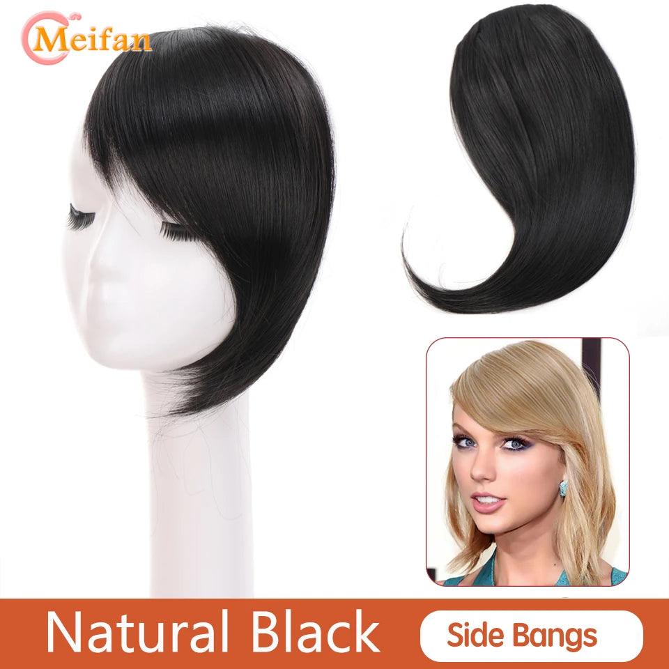 MEIFAN Clip-In Synthetic Hair Topper – Pure Color False Bangs for Instant Volume and Style - Luminessbty