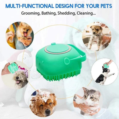 Multi-functional Dog Bath Brush for grooming, bathing, shedding, and cleaning.