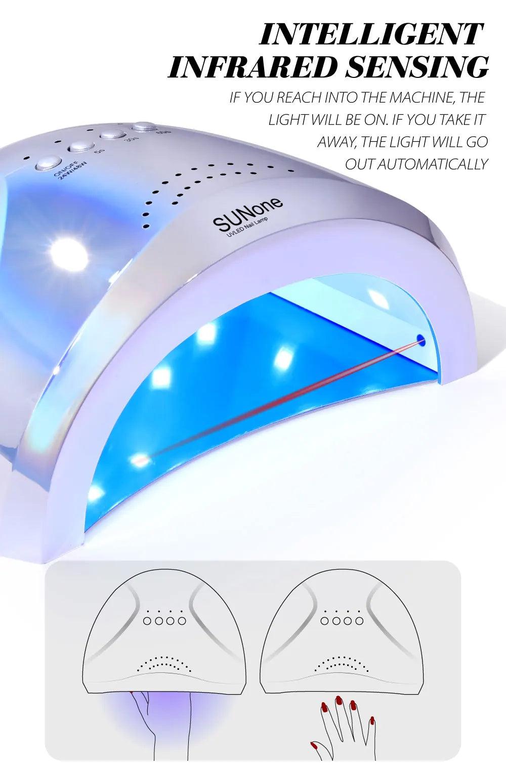 SUNone 48W LED UV Nail Lamp Dryer – Professional Gel Polish Curing Lamp for Salon &amp; Home Use - Luminessbty