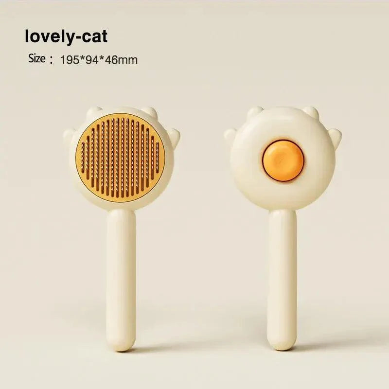 Pet Hair Removal Cleaning Brush with one-click cleaning button and skin-friendly massage needles.