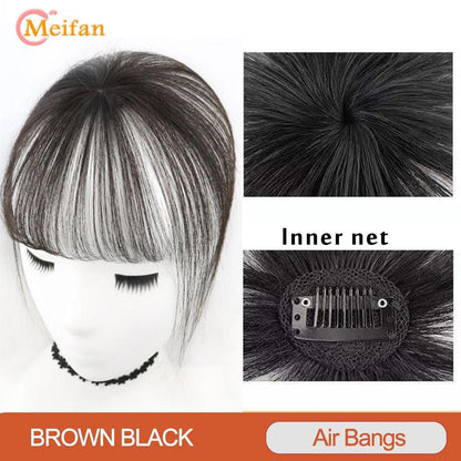 MEIFAN Clip-In Synthetic Hair Topper – Pure Color False Bangs for Instant Volume and Style - Luminessbty