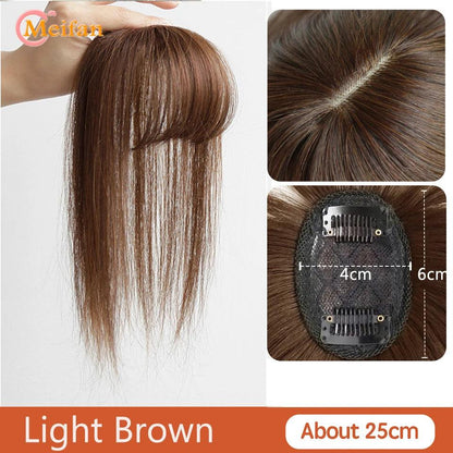 MEIFAN Clip-In Synthetic Hair Topper – Pure Color False Bangs for Instant Volume and Style - Luminessbty