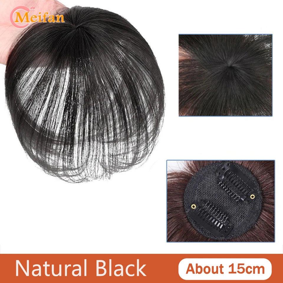 MEIFAN Clip-In Synthetic Hair Topper – Pure Color False Bangs for Instant Volume and Style - Luminessbty