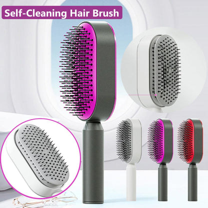 Self-Cleaning Hair Brush with Airbag Massage &amp; Anti-Static Design - Luminessbty