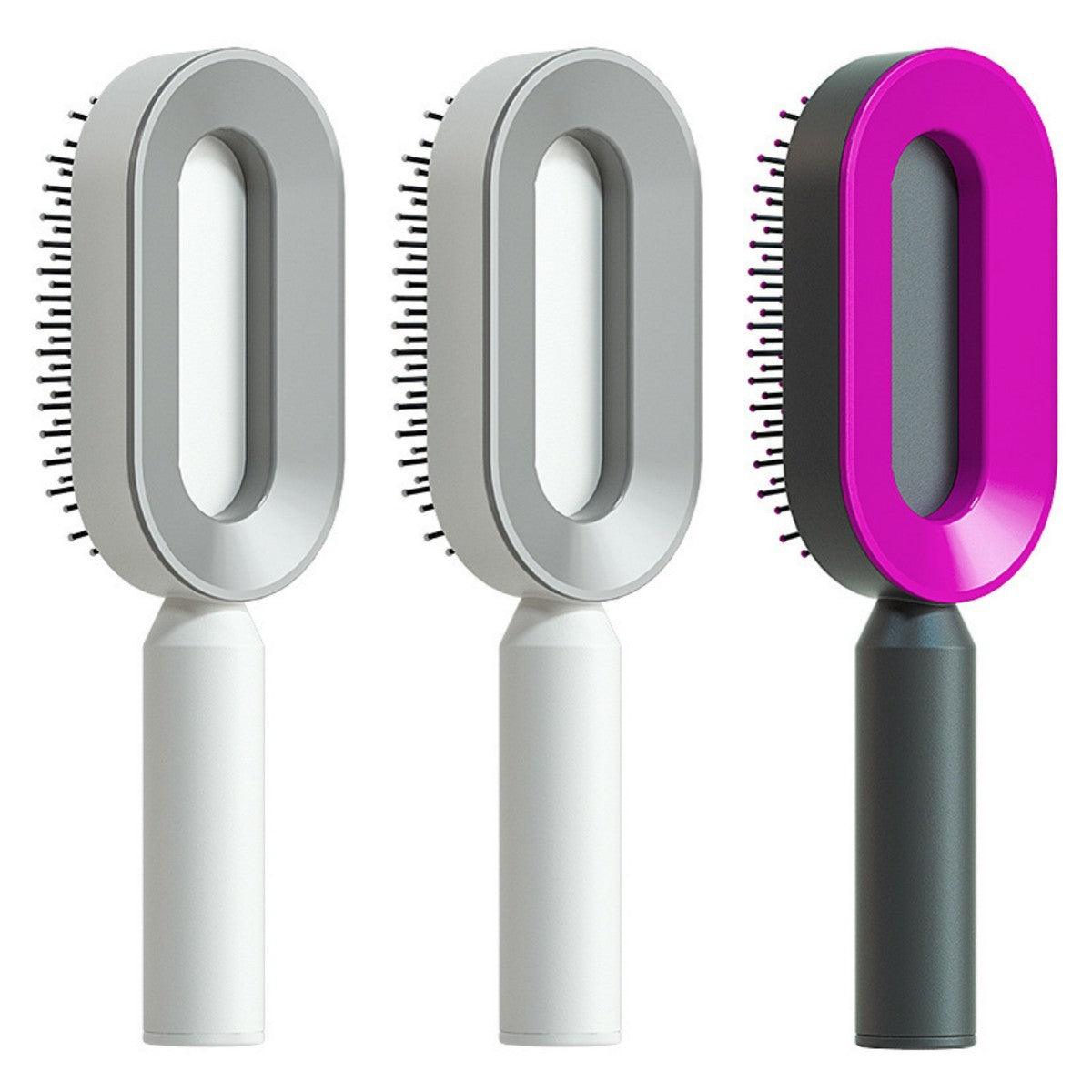 Self-Cleaning Hair Brush with Airbag Massage &amp; Anti-Static Design - Luminessbty